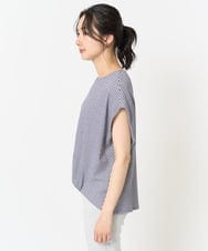 PZKGA23230 GEORGES RECH(ジョルジュ・レッシュ) 楊柳フレンチスリーブカットソー ネイビー系