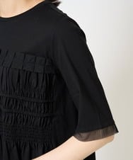 PZKGA36230 GEORGES RECH(ジョルジュ・レッシュ) [接触冷感]チュールビスチェ風5分袖カットソー ブラック
