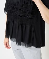 PZKGA36230 GEORGES RECH(ジョルジュ・レッシュ) [接触冷感]チュールビスチェ風5分袖カットソー ブラック