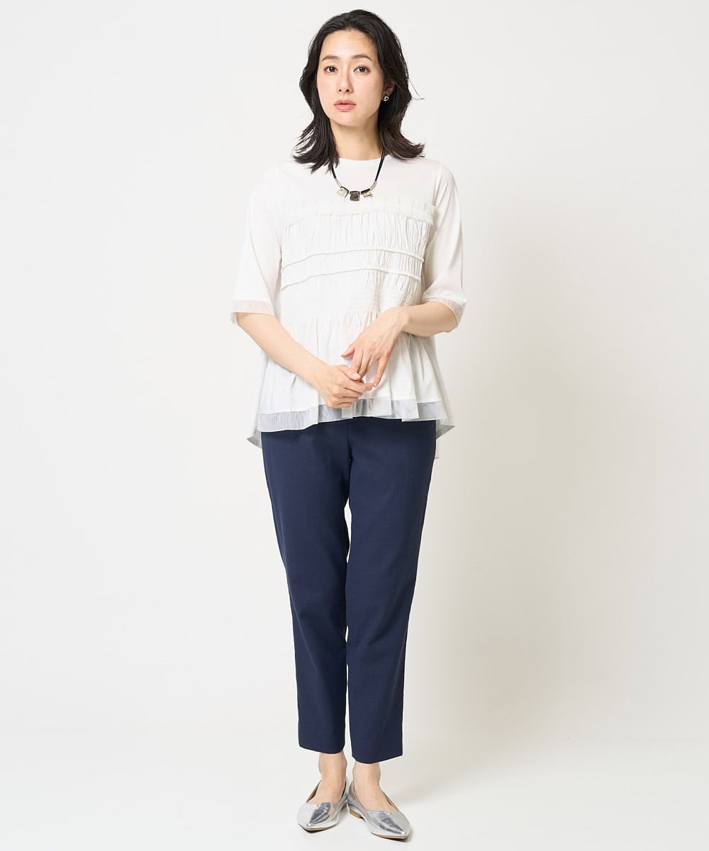 PZKGA36230 GEORGES RECH(ジョルジュ・レッシュ) [接触冷感]チュールビスチェ風5分袖カットソー ブラック