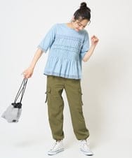PZKGA36230 GEORGES RECH(ジョルジュ・レッシュ) [接触冷感]チュールビスチェ風5分袖カットソー ブラック