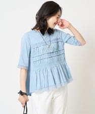 PZKGA36230 GEORGES RECH(ジョルジュ・レッシュ) [接触冷感]チュールビスチェ風5分袖カットソー ブラック