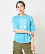 PZKGA37180 GEORGES RECH(ジョルジュ・レッシュ) ピンタックロゴカットソー ブルーグリーン