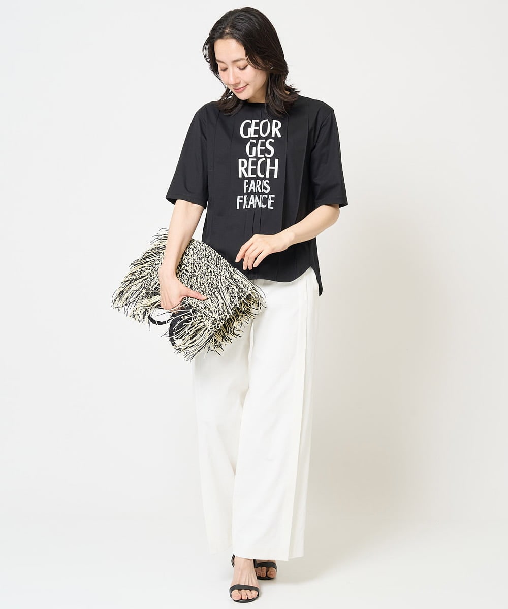 PZKGA37180 GEORGES RECH(ジョルジュ・レッシュ) ピンタックロゴカットソー ブラック