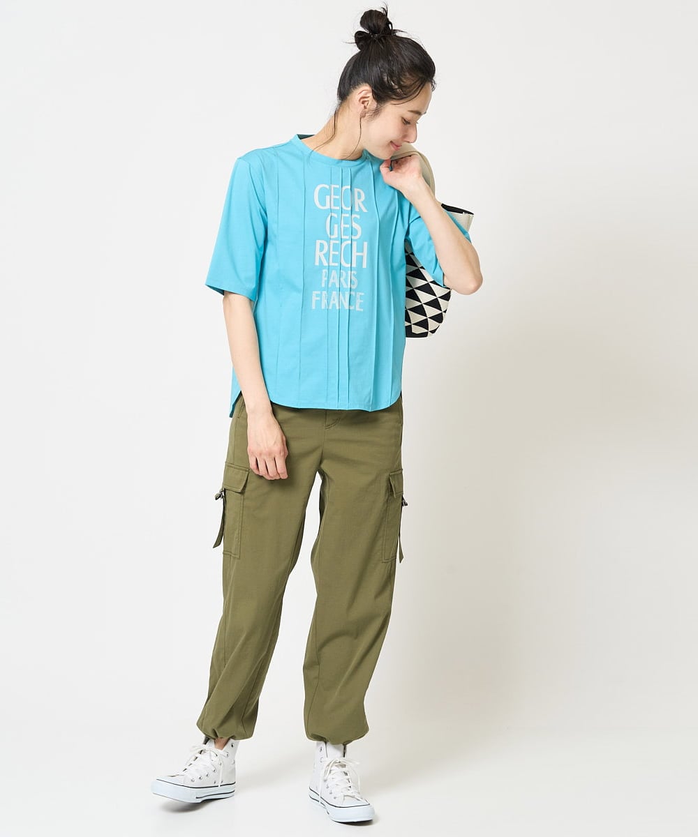 PZKGA37180 GEORGES RECH(ジョルジュ・レッシュ) ピンタックロゴカットソー ブラック