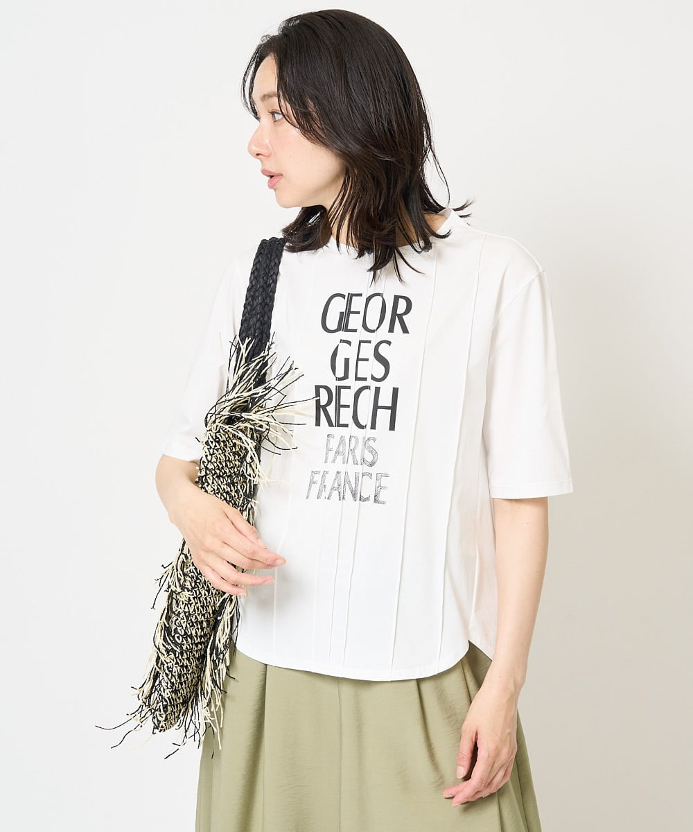 PZKGA37180 GEORGES RECH(ジョルジュ・レッシュ) ピンタックロゴカットソー ブラック