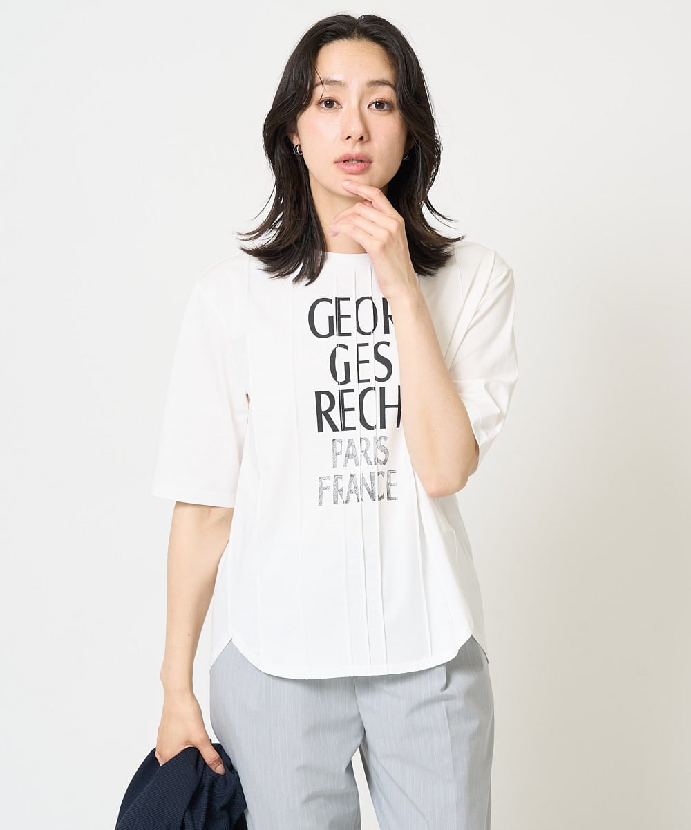 PZKGA37180 GEORGES RECH(ジョルジュ・レッシュ) ピンタックロゴカットソー ブラック