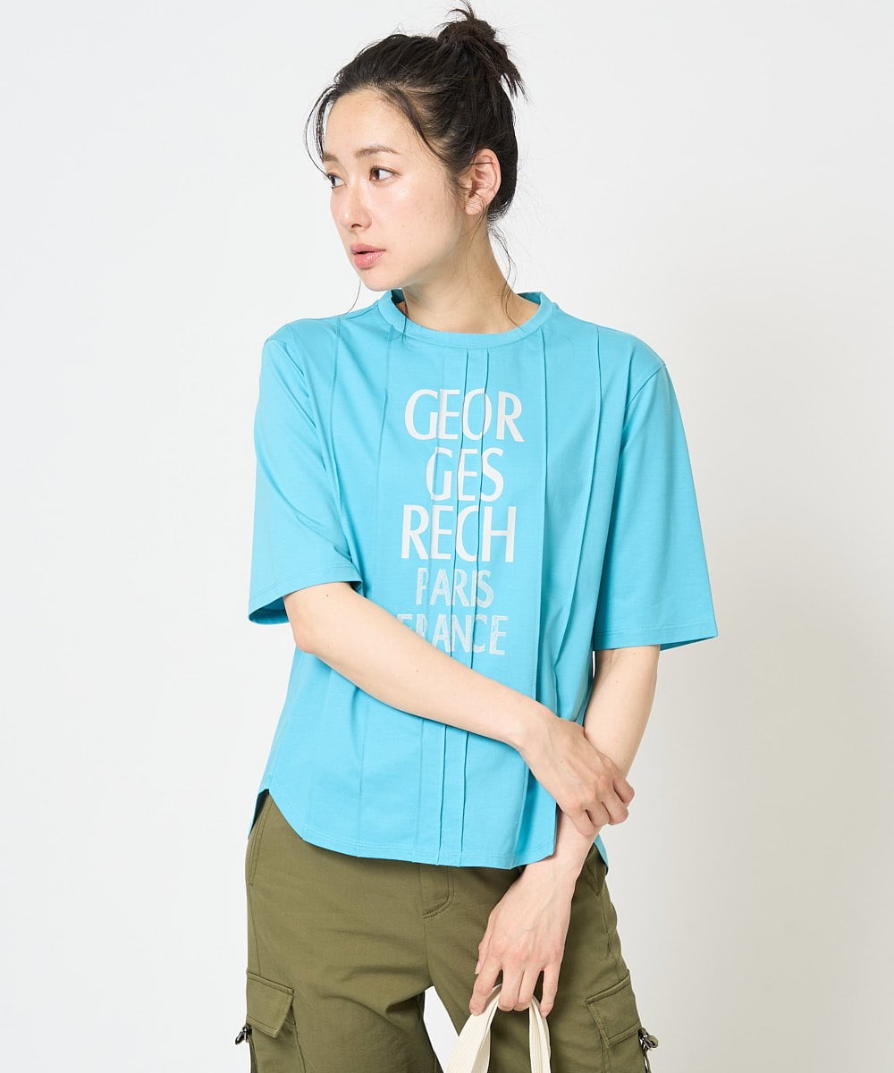 PZKGA37180 GEORGES RECH(ジョルジュ・レッシュ) ピンタックロゴカットソー ブラック