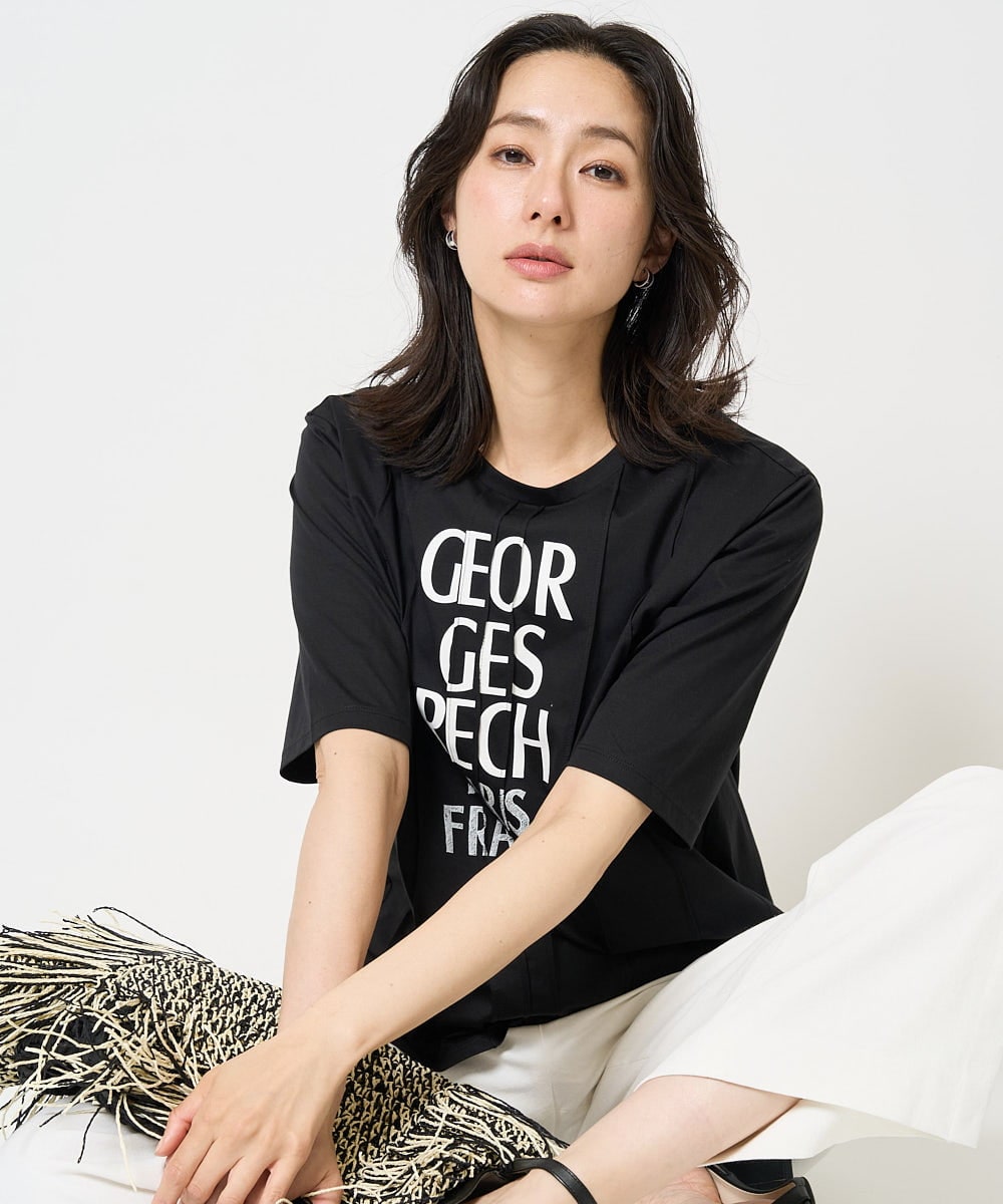 PZKGA37180 GEORGES RECH(ジョルジュ・レッシュ) ピンタックロゴカットソー ブラック