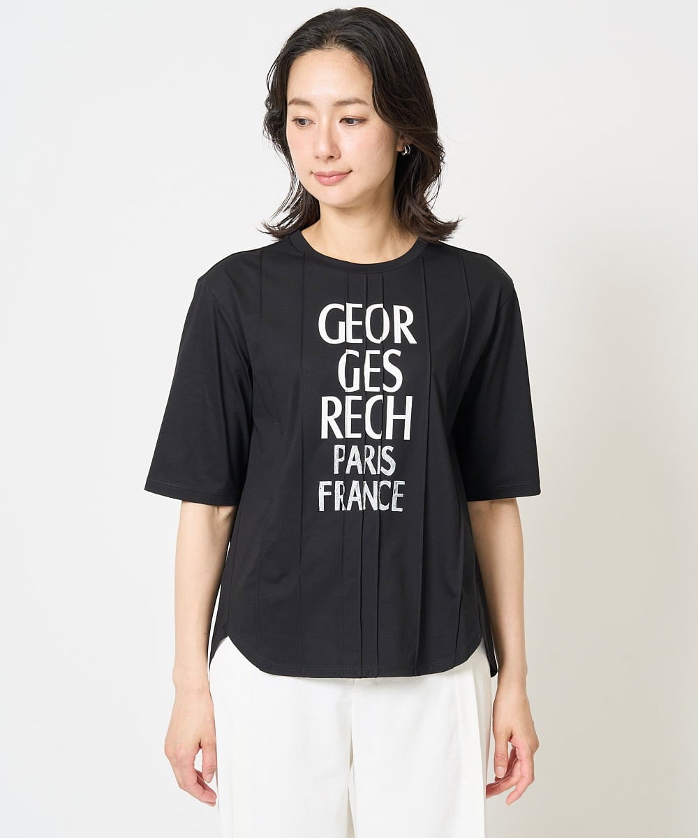 PZKGA37180 GEORGES RECH(ジョルジュ・レッシュ) ピンタックロゴカットソー ブラック