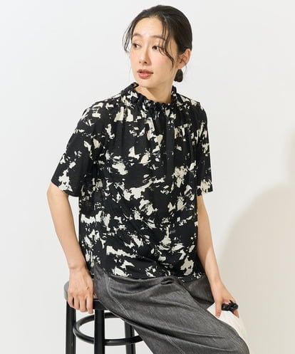 PZKGC43240 GEORGES RECH [日本製]ギャザーハイネック5分袖カットソー