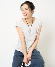 PZKGC80110 GEORGES RECH(ジョルジュ・レッシュ)  [日本製]ラメフレンチスリーブジャージーカットソー ライトグレー