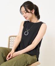 PZKGC81110 GEORGES RECH(ジョルジュ・レッシュ)  [日本製/多機能素材]カットジョーゼットタンクトップ ブラック