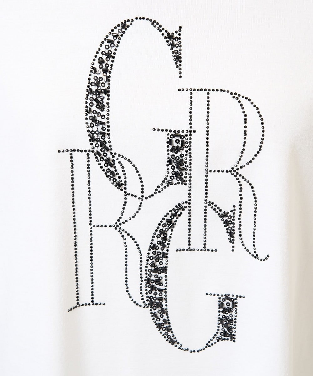 PZKGC82180 GEORGES RECH(ジョルジュ・レッシュ) ドライコットンビーズ刺繍ロゴカットソー ホワイト