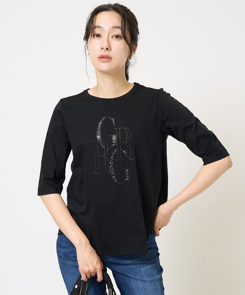PZKGC82180 GEORGES RECH(ジョルジュ・レッシュ) ドライコットンビーズ刺繍ロゴカットソー ホワイト