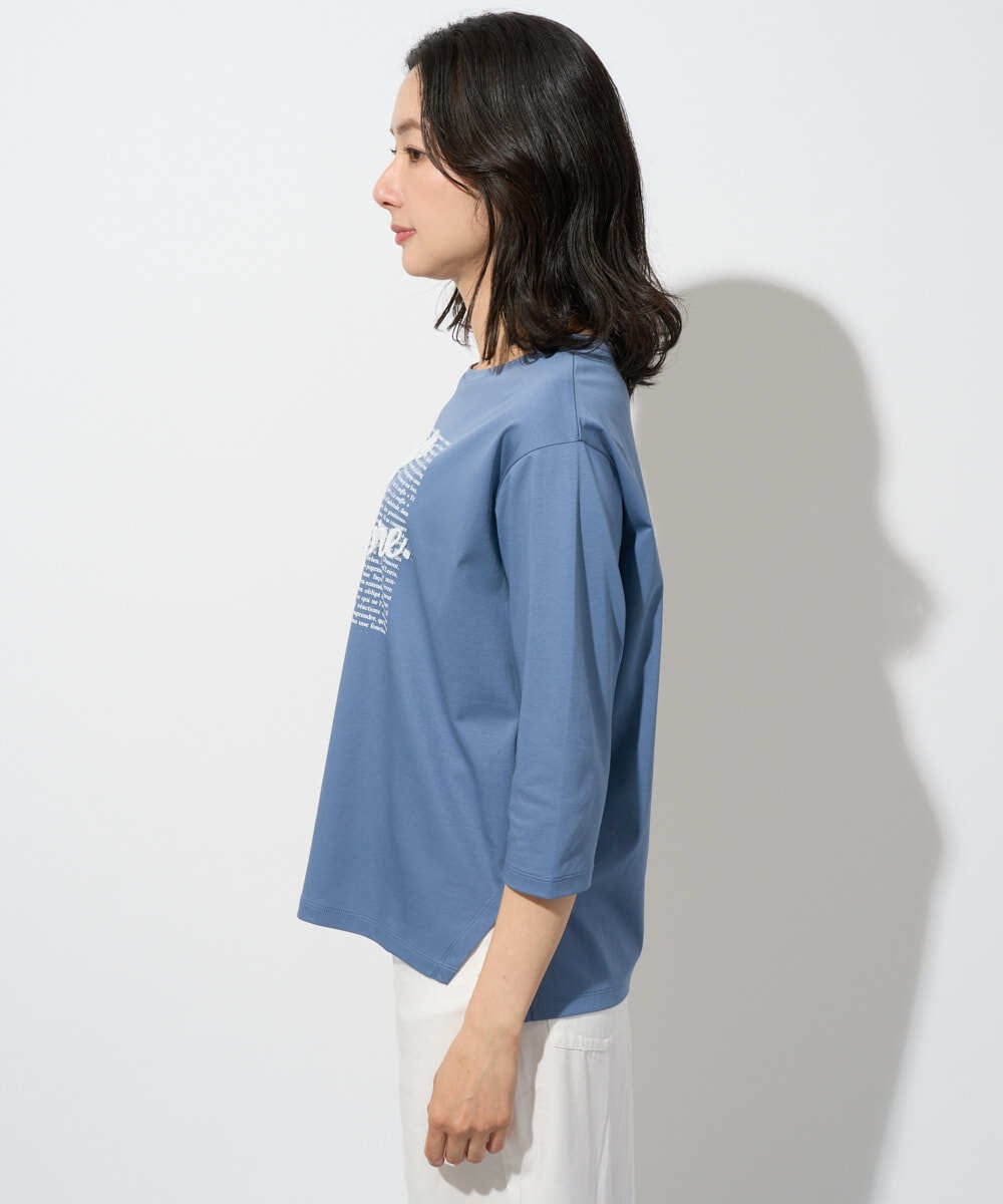 PZKGD08190 GEORGES RECH(ジョルジュ・レッシュ) スムースジャージーロゴ刺繍カットソー ブルー