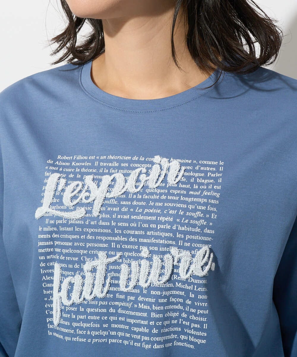 PZKGD08190 GEORGES RECH(ジョルジュ・レッシュ) スムースジャージーロゴ刺繍カットソー ブルー