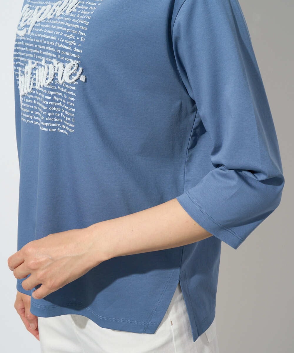 PZKGD08190 GEORGES RECH(ジョルジュ・レッシュ) スムースジャージーロゴ刺繍カットソー ブルー