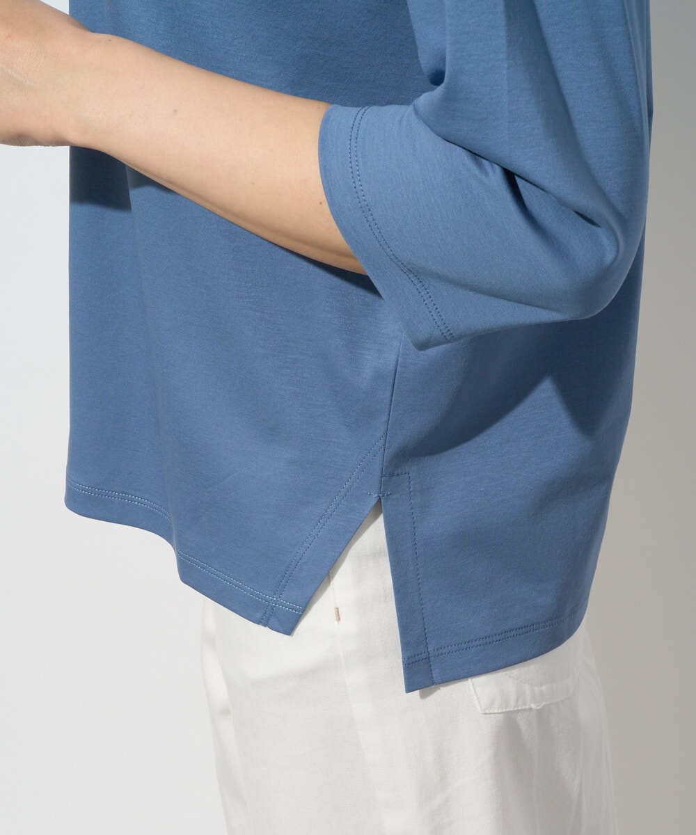 PZKGD08190 GEORGES RECH(ジョルジュ・レッシュ) スムースジャージーロゴ刺繍カットソー ブルー