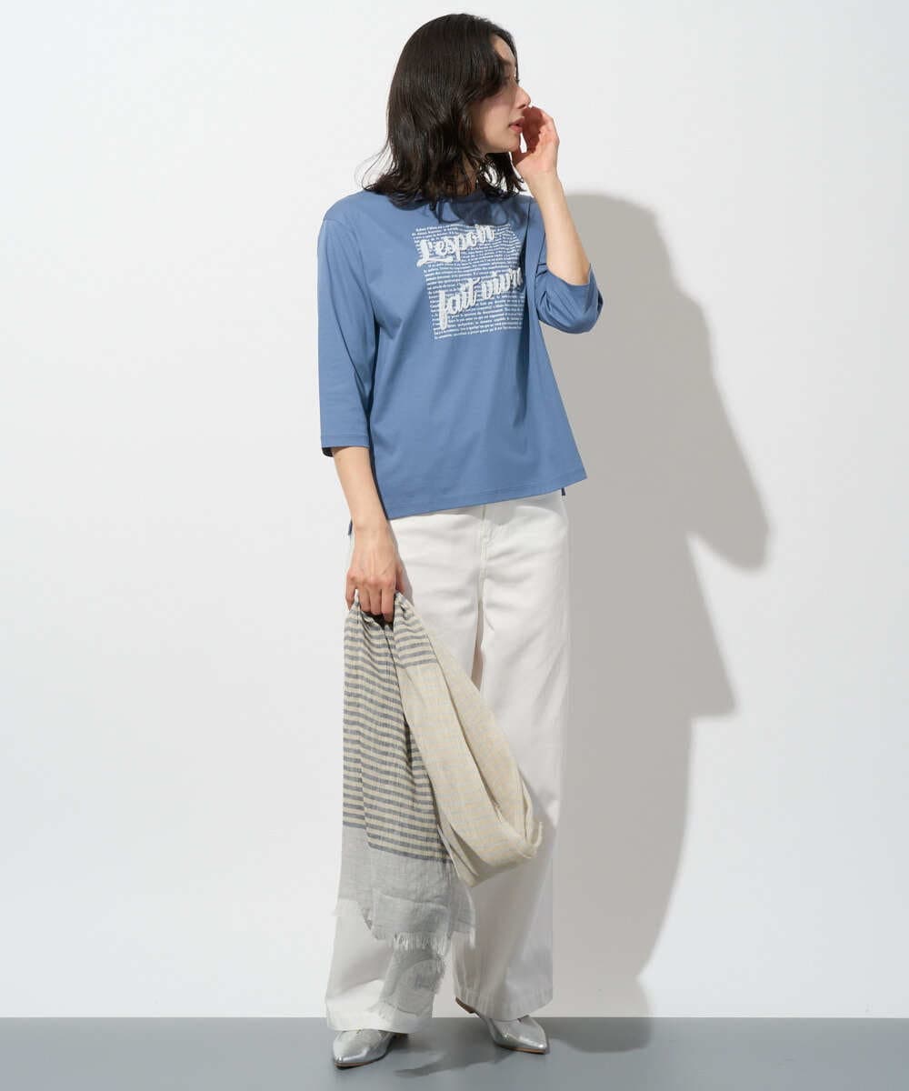 PZKGD08190 GEORGES RECH(ジョルジュ・レッシュ) スムースジャージーロゴ刺繍カットソー ブルー