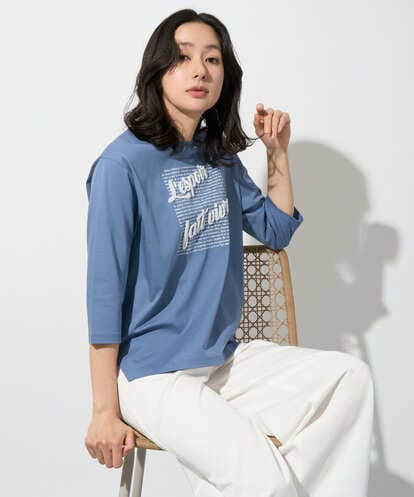 PZKGD08190  スムースジャージーロゴ刺繍カットソー