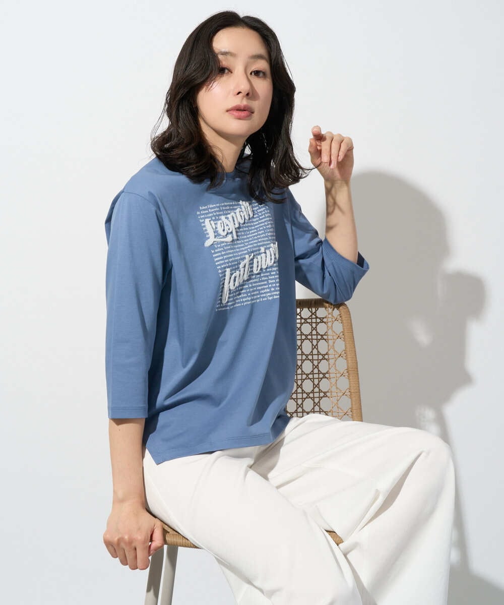 PZKGD08190 GEORGES RECH(ジョルジュ・レッシュ) スムースジャージーロゴ刺繍カットソー ブルー