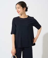 PZKGD11230 GEORGES RECH(ジョルジュ・レッシュ)  [セットアップ対応]ドライタッチジャージーセミフレアプルオーバー ネイビー