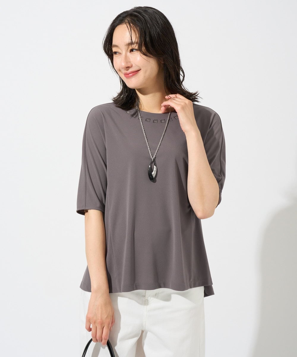 PZKGD11230 GEORGES RECH(ジョルジュ・レッシュ)  [セットアップ対応]ドライタッチジャージーセミフレアプルオーバー ネイビー