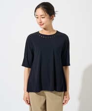 PZKGD11230 GEORGES RECH(ジョルジュ・レッシュ)  [セットアップ対応]ドライタッチジャージーセミフレアプルオーバー ネイビー