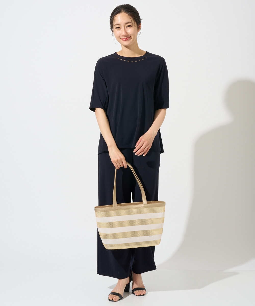 PZKGD11230 GEORGES RECH(ジョルジュ・レッシュ)  [セットアップ対応]ドライタッチジャージーセミフレアプルオーバー ネイビー