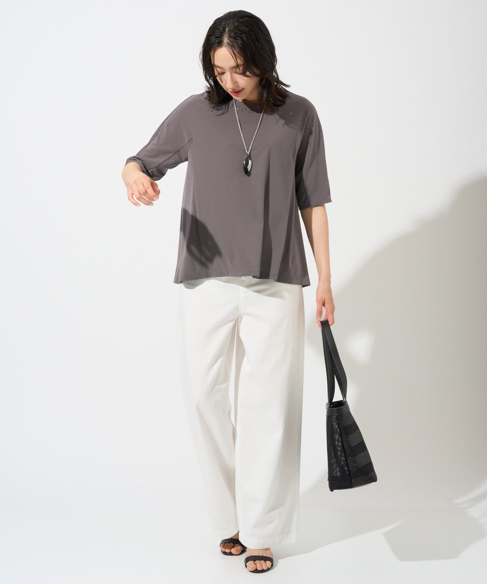 PZKGD11230 GEORGES RECH(ジョルジュ・レッシュ)  [セットアップ対応]ドライタッチジャージーセミフレアプルオーバー ネイビー