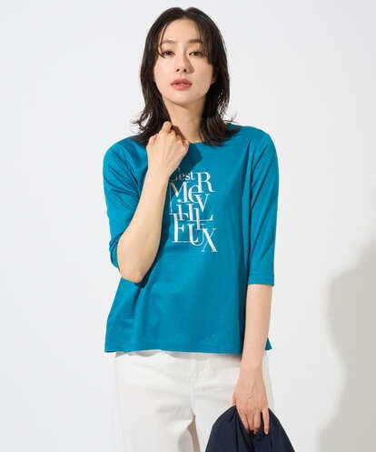 PZKGD16180 GEORGES RECH メタリックロゴプリント5分袖カットソー