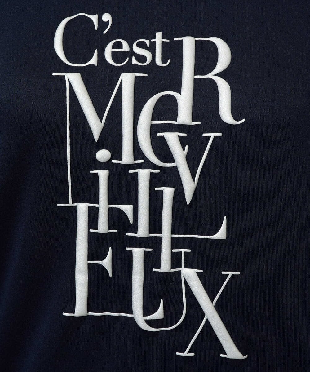 PZKGD16180 GEORGES RECH(ジョルジュ・レッシュ) メタリックロゴプリント5分袖カットソー ブルー