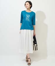 PZKGD16180 GEORGES RECH(ジョルジュ・レッシュ) メタリックロゴプリント5分袖カットソー ブルー