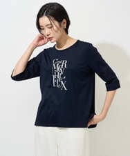 PZKGD16180 GEORGES RECH(ジョルジュ・レッシュ) メタリックロゴプリント5分袖カットソー ブルー