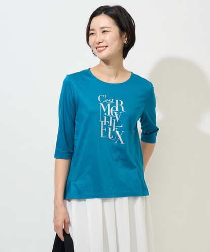 PZKGD16180 GEORGES RECH メタリックロゴプリント5分袖カットソー