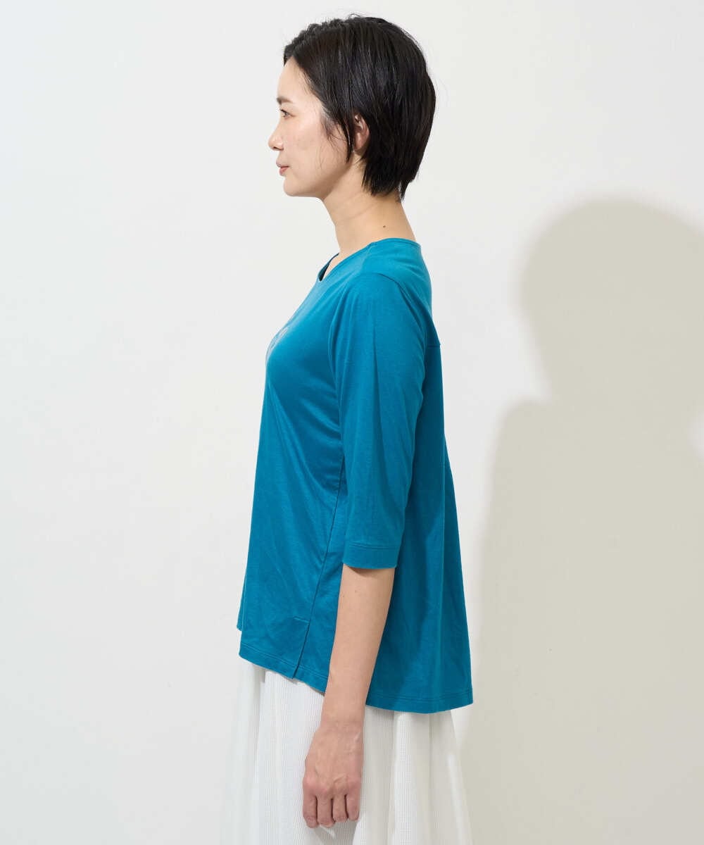 PZKGD16180 GEORGES RECH(ジョルジュ・レッシュ) メタリックロゴプリント5分袖カットソー ブルー