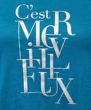 PZKGD16180 GEORGES RECH(ジョルジュ・レッシュ) メタリックロゴプリント5分袖カットソー ブルー