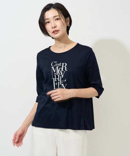 PZKGD16180 GEORGES RECH メタリックロゴプリント5分袖カットソー