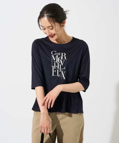 PZKGD16180 GEORGES RECH メタリックロゴプリント5分袖カットソー