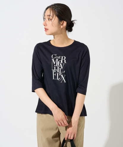 PZKGD16180 GEORGES RECH メタリックロゴプリント5分袖カットソー