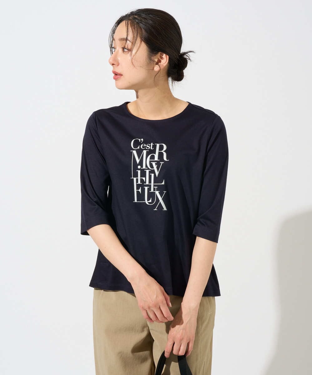 PZKGD16180 GEORGES RECH メタリックロゴプリント5分袖カットソー