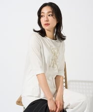 PZKGD16180 GEORGES RECH(ジョルジュ・レッシュ) メタリックロゴプリント5分袖カットソー ネイビー