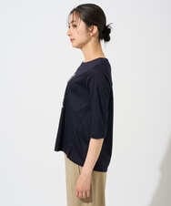 PZKGD16180 GEORGES RECH(ジョルジュ・レッシュ) メタリックロゴプリント5分袖カットソー ネイビー