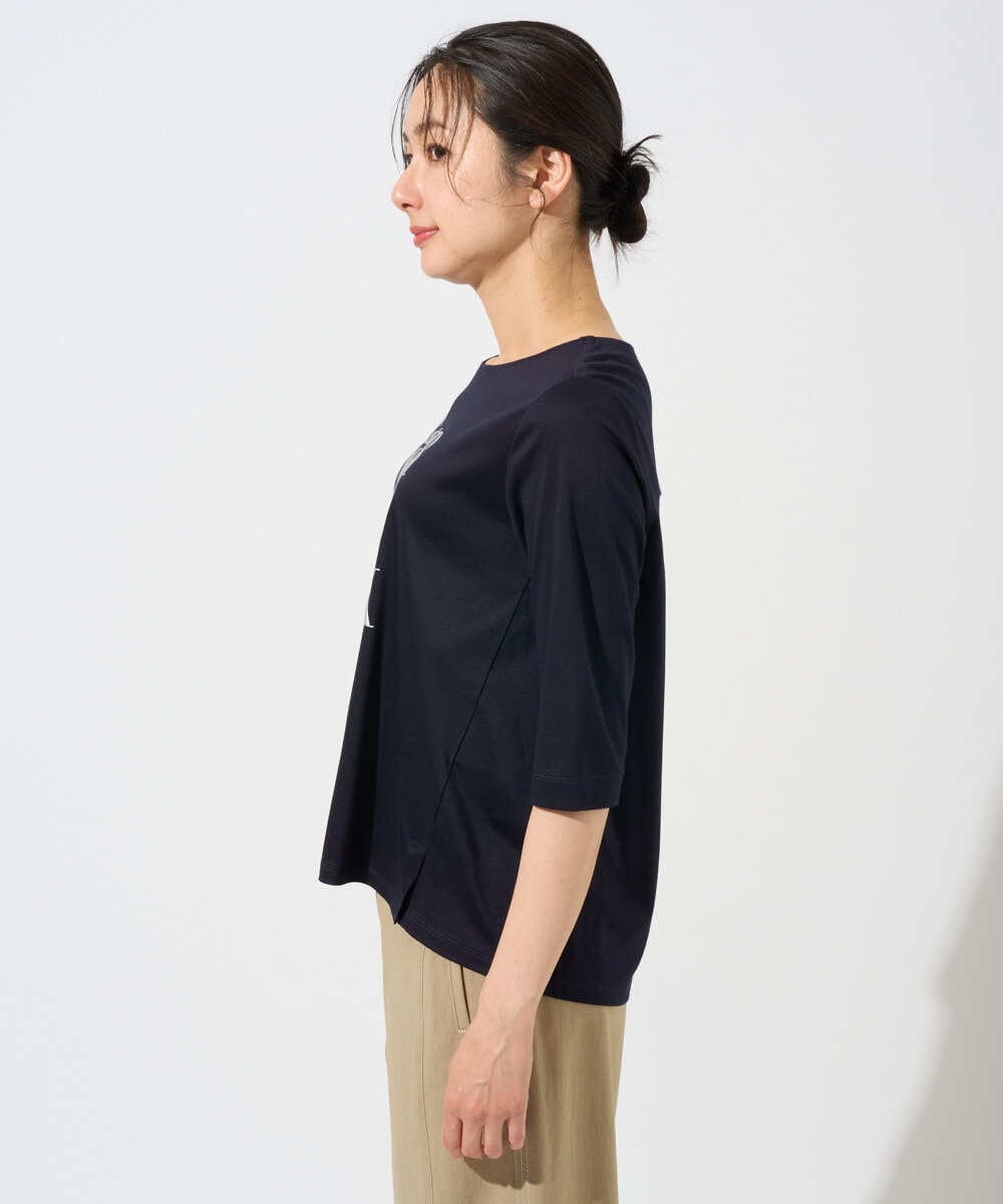 PZKGD16180 GEORGES RECH(ジョルジュ・レッシュ) メタリックロゴプリント5分袖カットソー ネイビー