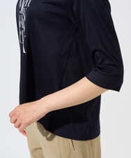 PZKGD16180 GEORGES RECH(ジョルジュ・レッシュ) メタリックロゴプリント5分袖カットソー ネイビー