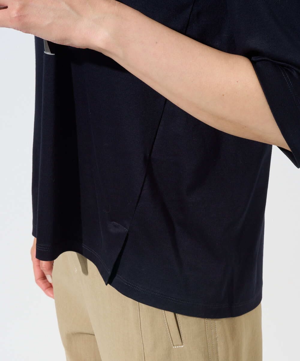 PZKGD16180 GEORGES RECH(ジョルジュ・レッシュ) メタリックロゴプリント5分袖カットソー ネイビー