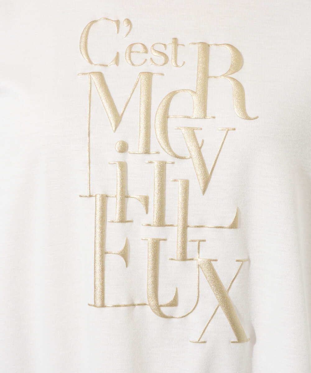 PZKGD16180 GEORGES RECH(ジョルジュ・レッシュ) メタリックロゴプリント5分袖カットソー ネイビー