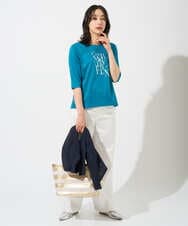 PZKGD16180 GEORGES RECH(ジョルジュ・レッシュ) メタリックロゴプリント5分袖カットソー ネイビー