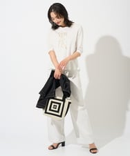 PZKGD16180 GEORGES RECH(ジョルジュ・レッシュ) メタリックロゴプリント5分袖カットソー ネイビー